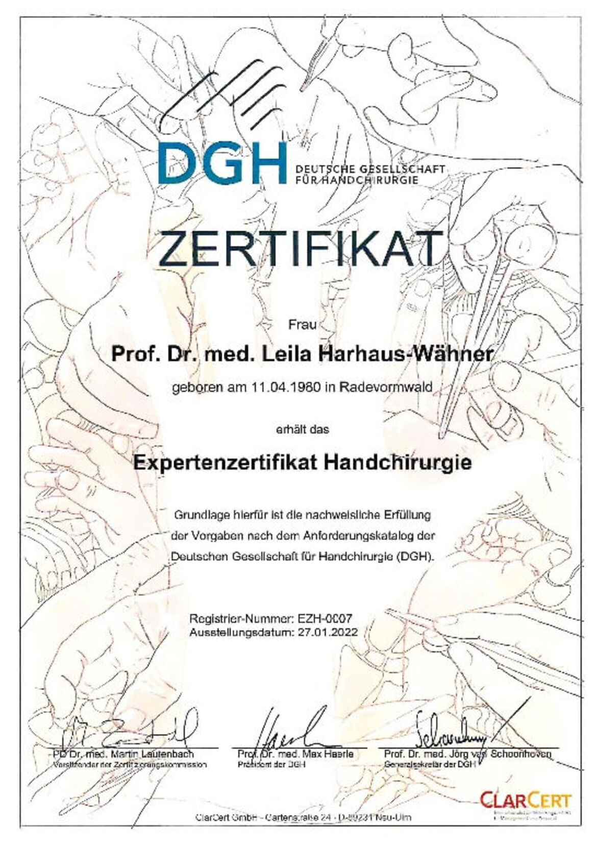 DGH Expertenzertifikat Prof. Harhaus