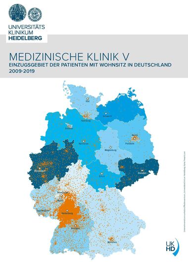 Einzugsgebiet der Patienten aus Deutschland, die zwischen 2009 und 2019 an der MED V behandelt wurden